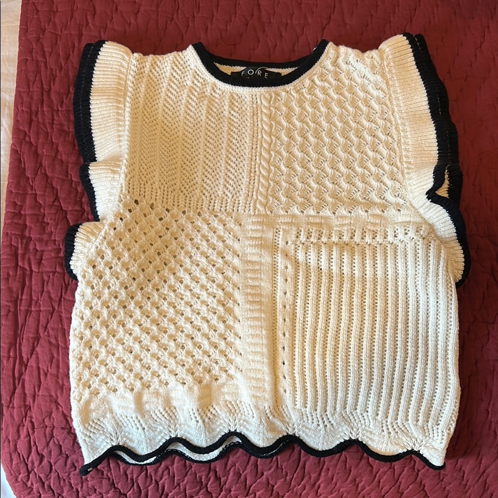 Women's Cream Sweater with Black Trim